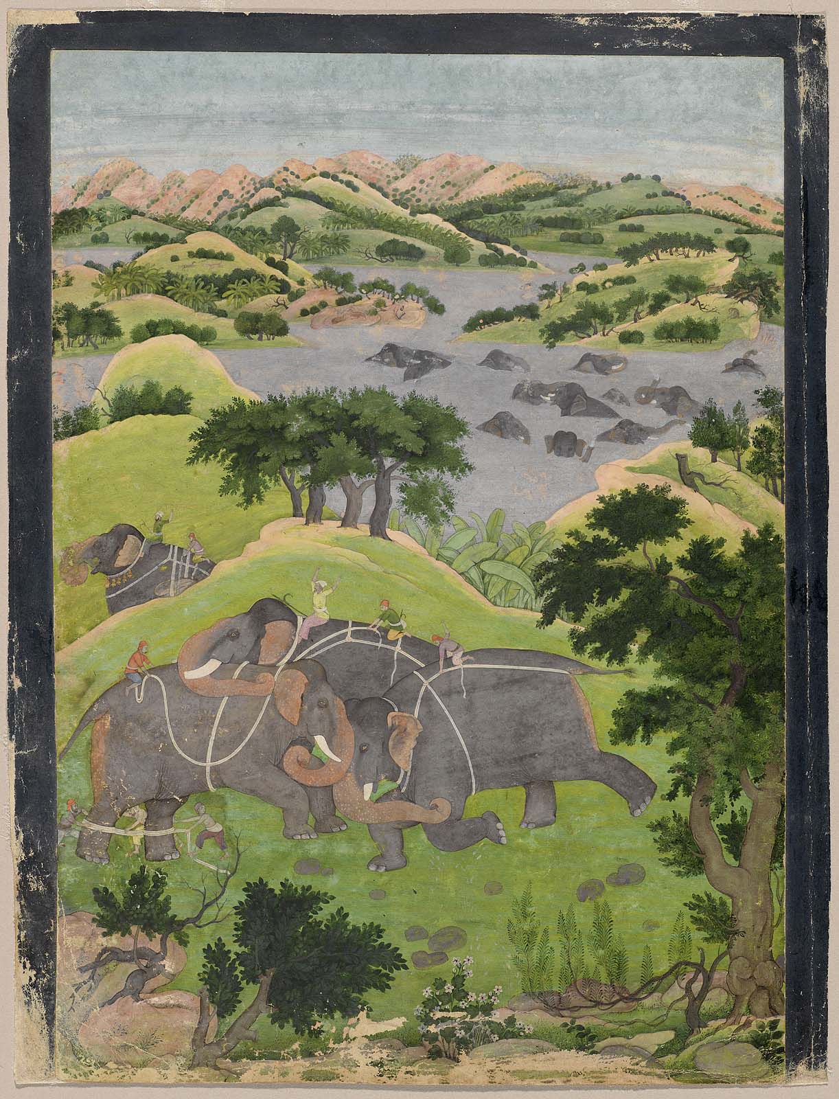 Capture of a Wild Elephant by The Family of Nainsukh