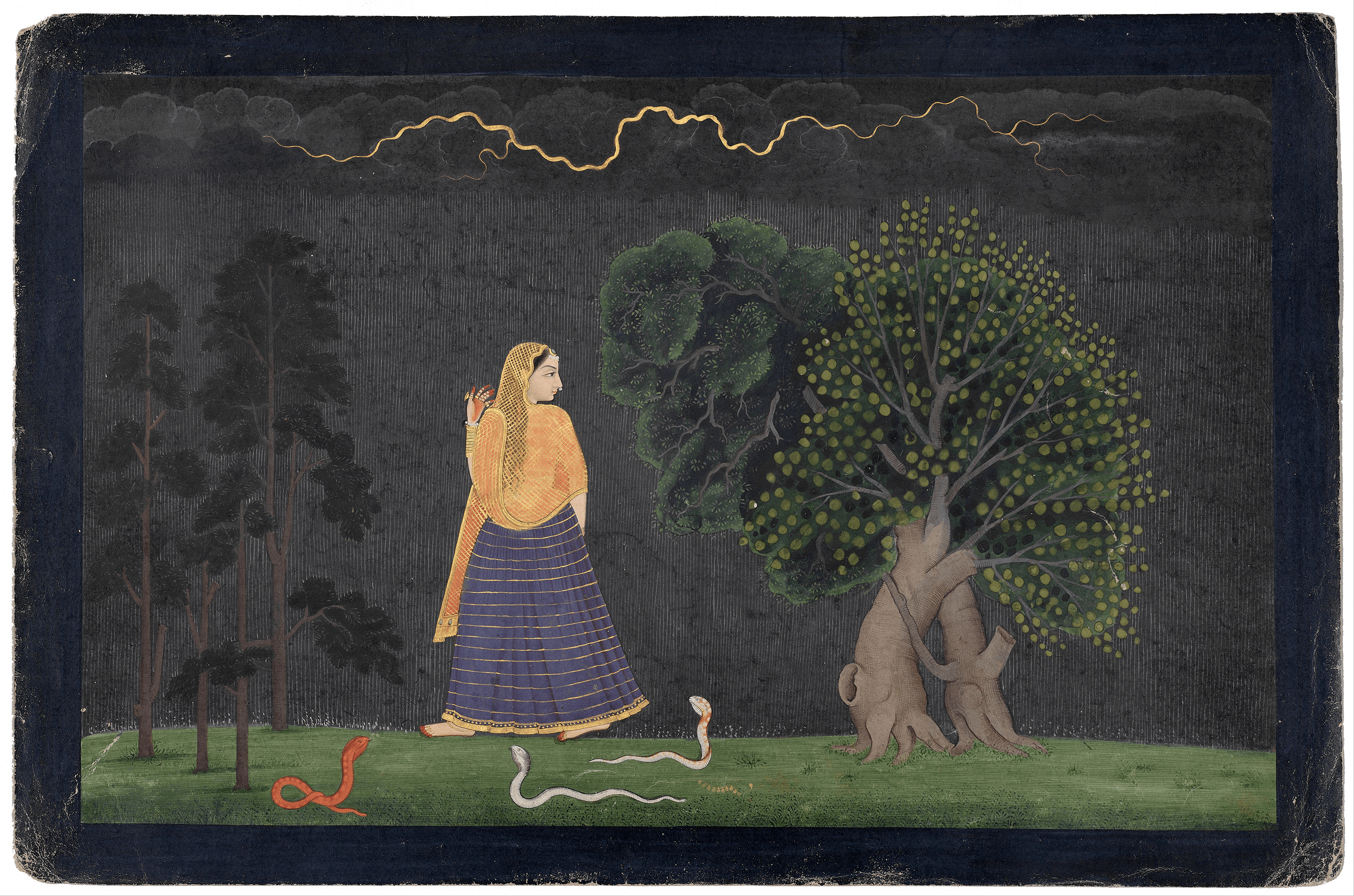Heroine Rushing to Her Lover (Abhisarika Nayika) by The Family of Nainsukh