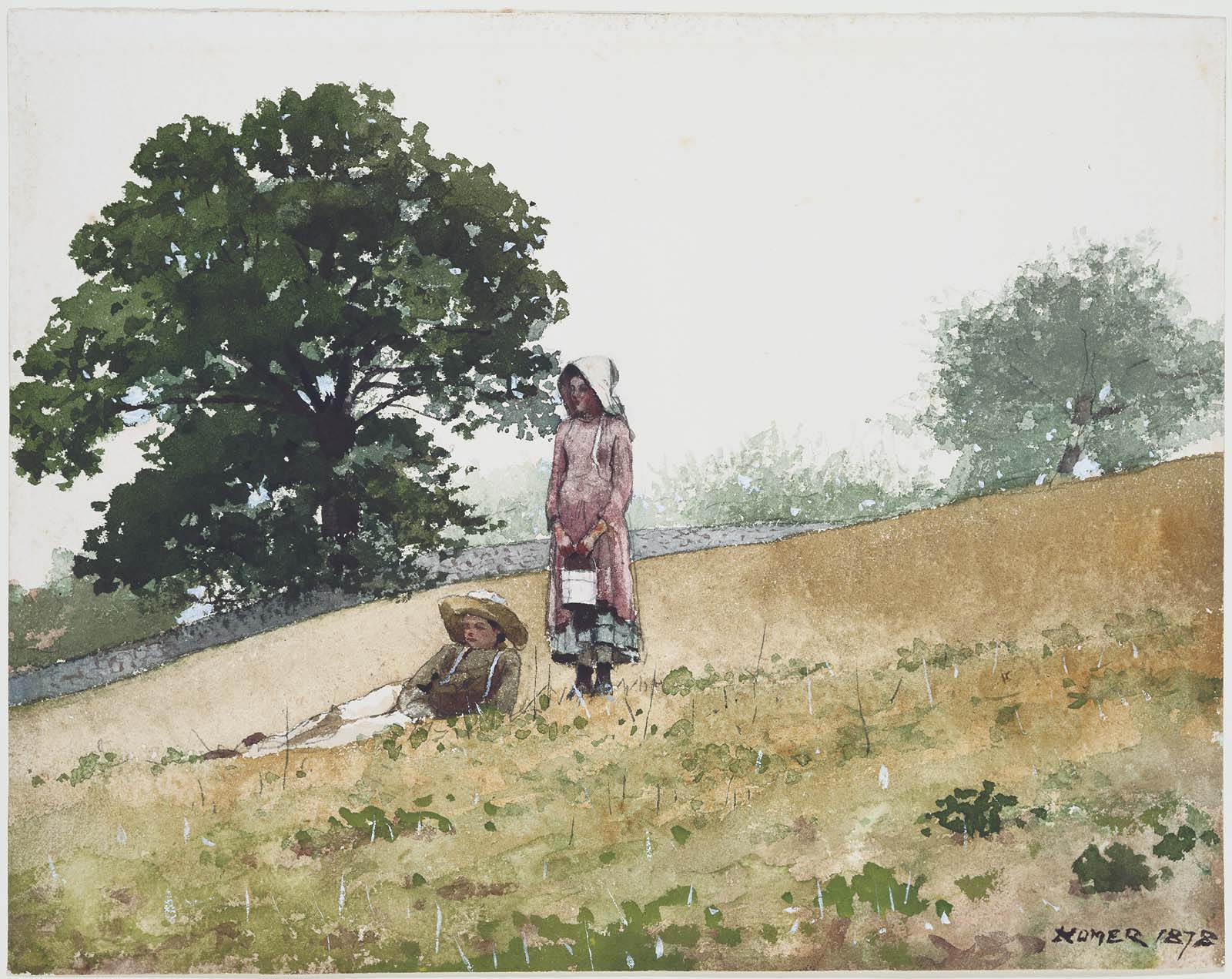 Boy and Girl on a Hillside by Winslow Homer