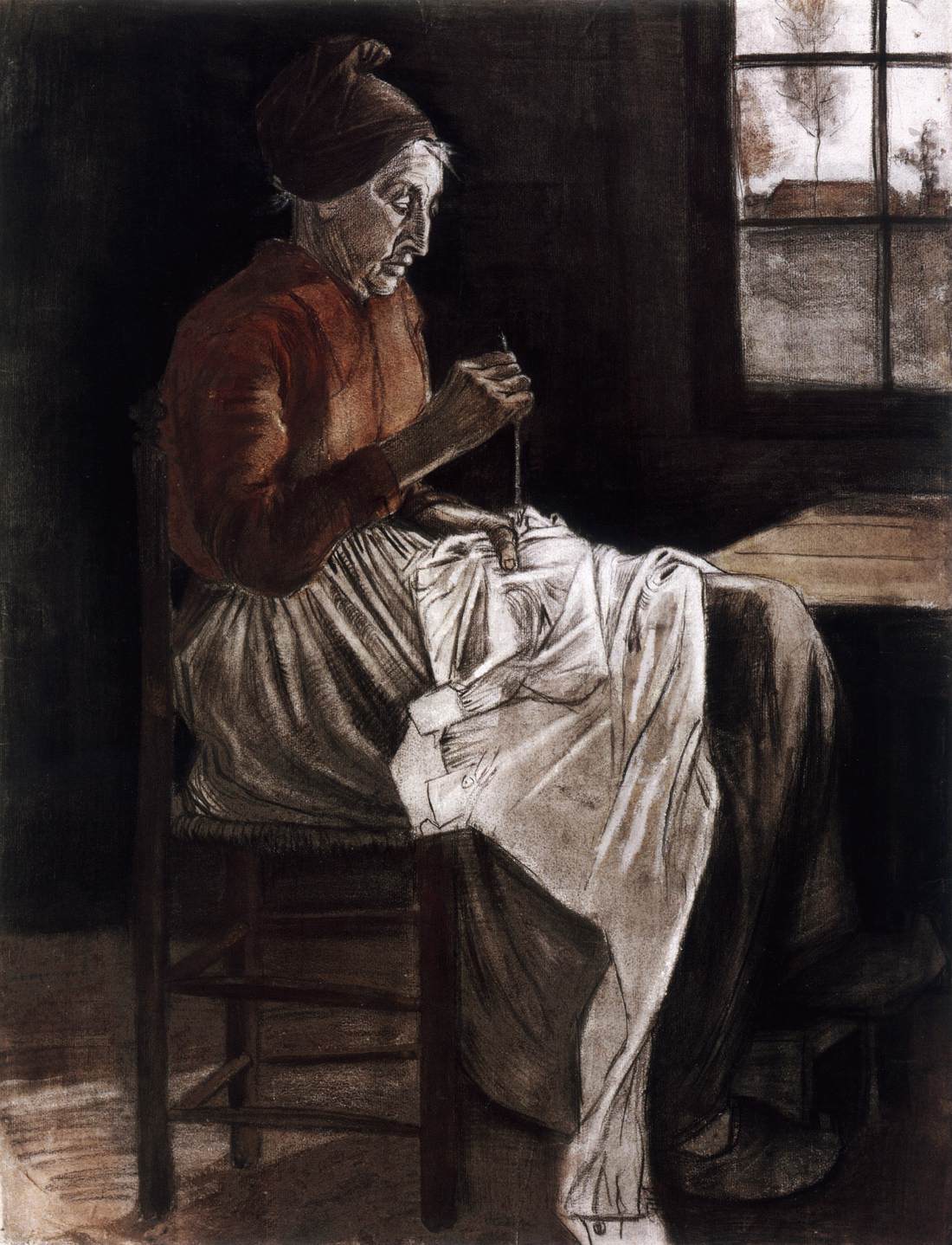 Woman Sewing by Vincent Van Gogh