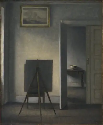 Interior with the Artist's Easel by Vilhelm Hammershøi