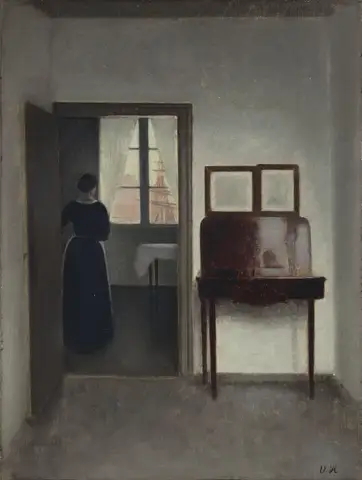 Interior with a Woman by Vilhelm Hammershøi
