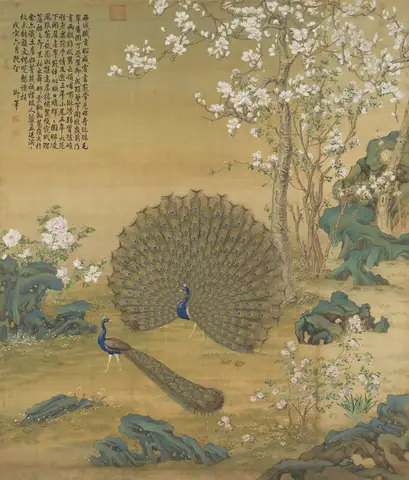 Peacock Spreading Its Tail Feathers by Giuseppe Castiglione (郎世寧)