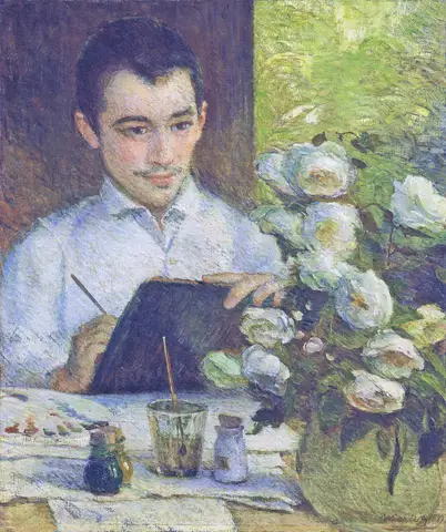 Pierre Bracquemond painting a bouquet of flowers by Marie Bracquemond
