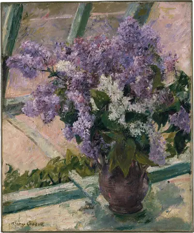 Lilacs in a Window (Vase de Lilas a la Fenetre) by Mary Cassatt
