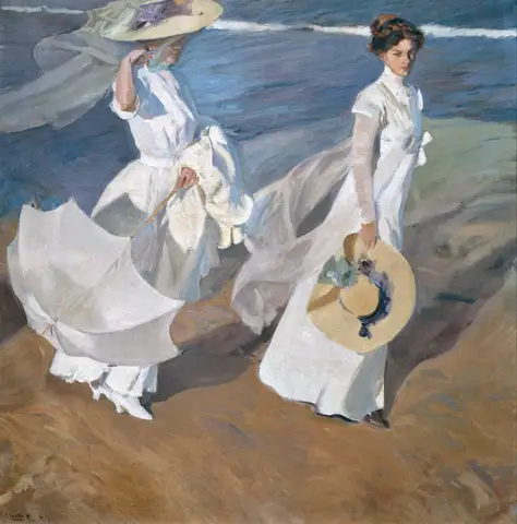 Walk on the Beach by Joaquín Sorolla