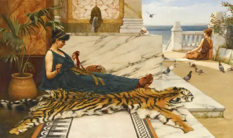 The Tigerskin (Sewing Girl) by John William Godward