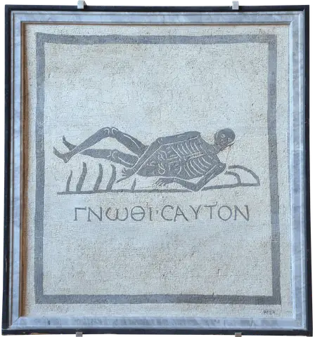 "Know Thyself" Skeleton Mosaic by Ancient Rome