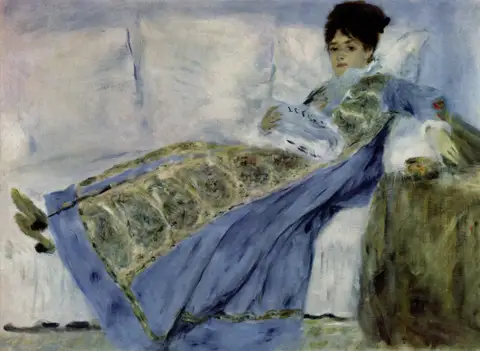Madame Monet Reading Le Figaro by Pierre-Auguste Renoir