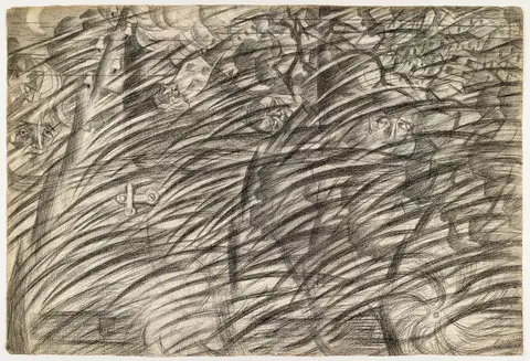 Sketch for States of Mind: Those Who Go by Umberto Boccioni