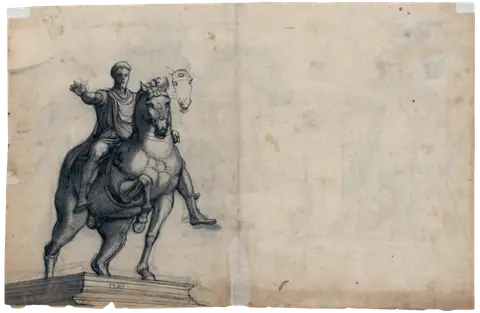 Three views of Marcus Aurelius's Equestrian Monument (G.Z.) by Monogrammist GZ or Gabriel Zehender