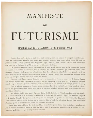 Futurist Manifesto (Print) by Filippo Tommaso Marinetti