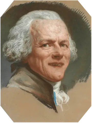 Self portrait, bust-length, grinning at the viewer by Joseph Ducreux