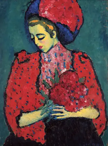 Young Girl with Peonies by Alexej Von Jawlensky