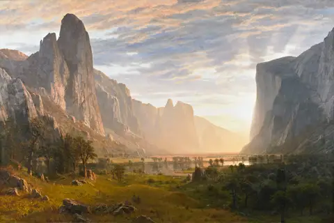 Looking Down Yosemite Valley, California by Albert Bierstadt