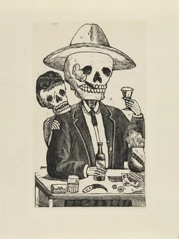 Alcoholic Calavera by José Guadalupe Posada