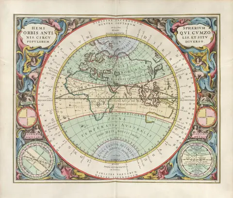 Hemisphere of the Old World by Andreas Cellarius