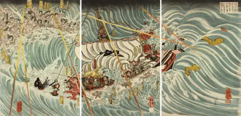 The Taira ghosts rising from the sea to attack Yoshitsune’s ship by Utagawa Kuniyoshi