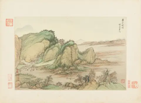 Buddhist Temple on a Clear Evening, after Oubo Laoren by Wang Hui (王翚)