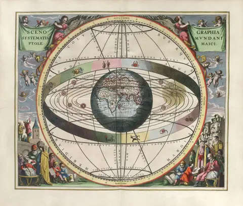 The Ptolemaic Cosmography by Andreas Cellarius