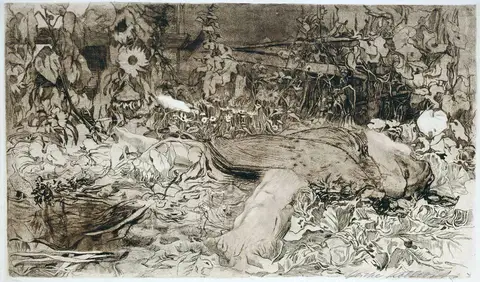 Peasant War print 2: Raped by Käthe Kollwitz
