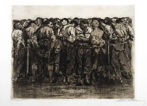Peasant War print 7: The Prisoners by Käthe Kollwitz