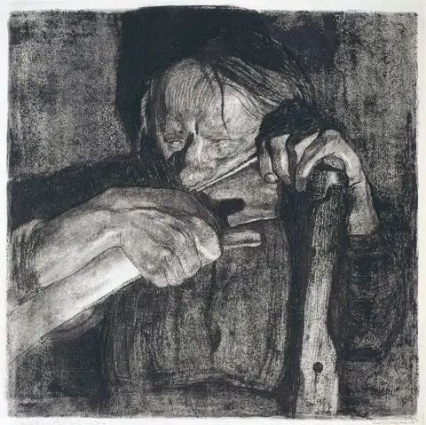 Peasant War print 3: Whetting the Scythe by Käthe Kollwitz