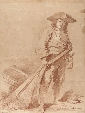 A Fisherman Pulling a Net by Jean-Honoré Fragonard