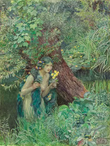 With goodly greenish locks, all loose untied by Eleanor Fortescue-Brickdale