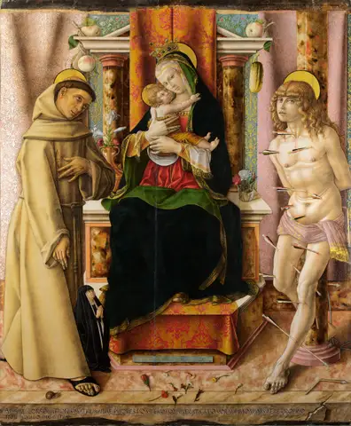 The Virgin and Child with Saints Francis and Sebastian by Carlo Crivelli