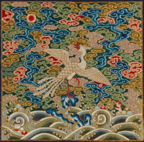 Rank Badge with Silver Pheasant by Qing Dynasty