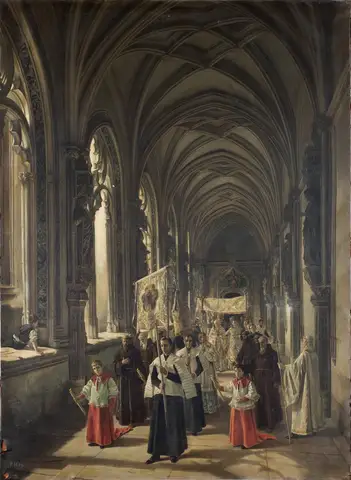 Procession through the cloister of San Juan de los Reyes, Toledo by Elena Brockmann