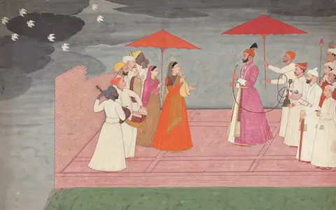Musicians playing a Raga for Balwant Dev Singh during the Rainy
Season by The Family of Nainsukh