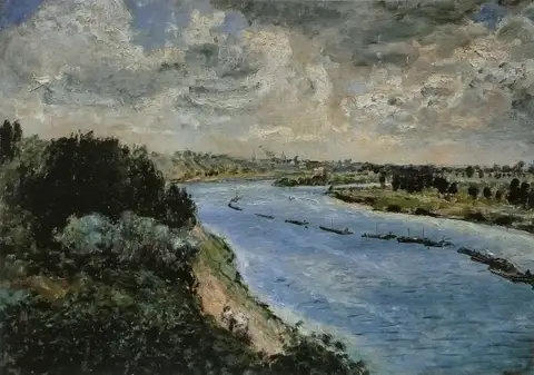 Barges on the Seine by Pierre-Auguste Renoir