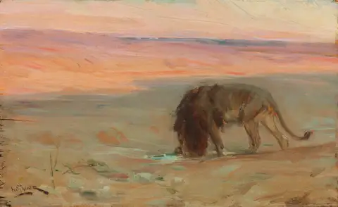 Lion Drinking by Henry Ossawa Tanner