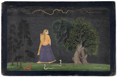 Heroine Rushing to Her Lover (Abhisarika Nayika) by The Family of Nainsukh