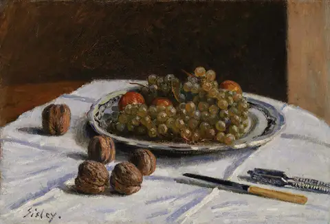 Grapes and Walnuts on a Table by Alfred Sisley