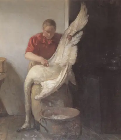 Girl Plucking a Swan by Anna Ancher