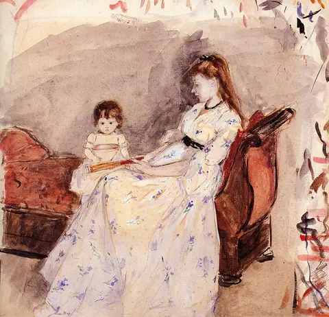 Edma with her Daughter Jeanne by Berthe Morisot