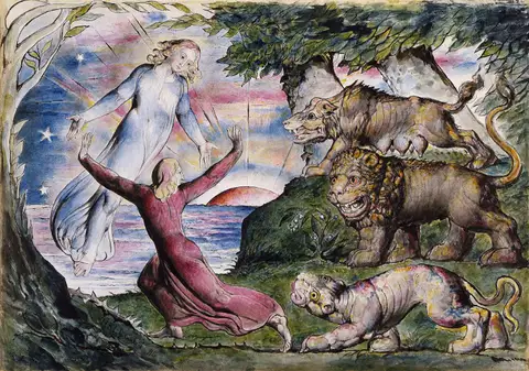 Dante Running from the Three Beasts by William Blake