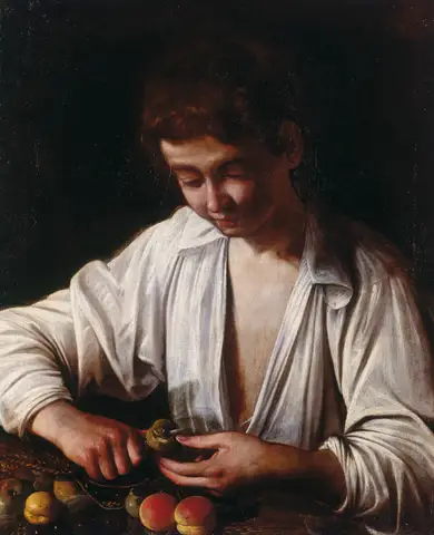 Boy Peeling Fruit by Caravaggio