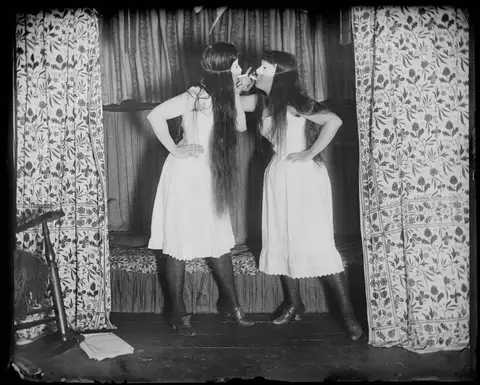 Trude & I, Masked, Short Skirts by Alice Austen