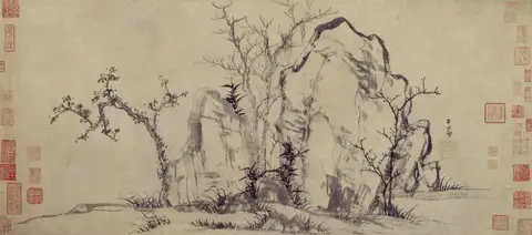 Elegant Rocks and Sparse Trees, 秀石疏林 by Zhao Mengfu
