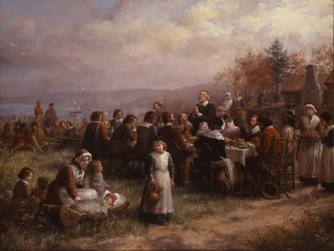 Thanksgiving at Plymouth, 1925 by Jennie Augusta Brownscombe