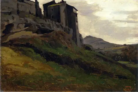Marino, Large Buildings on the Rocks by Jean-Baptiste Camille Corot