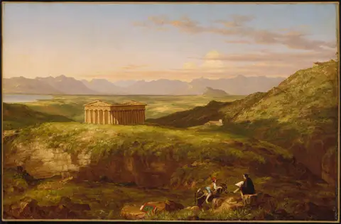 The Temple of Segesta with the Artist Sketching by Thomas Cole