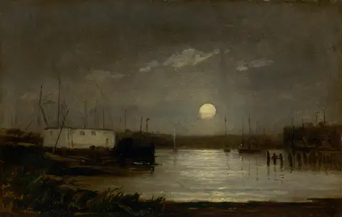 Untitled, Moon Over a Harbor by Edward Mitchell Bannister