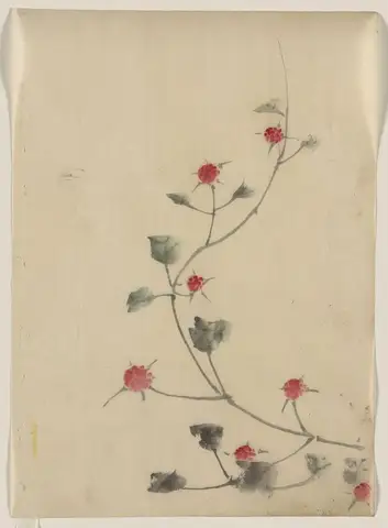 Small Red Blossoms on a Vine by Katsushika Hokusai