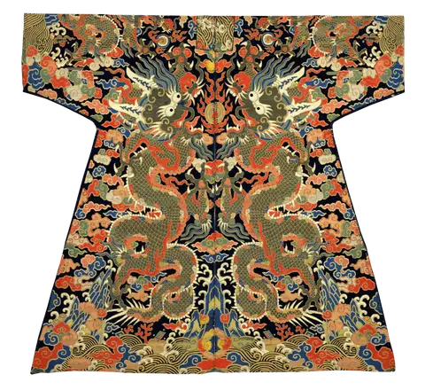 Velvet Textile for a Dragon Robe by Qing Dynasty