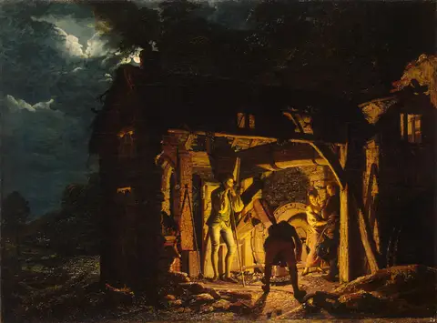 Iron Forge Viewed from Without by Joseph Wright of Derby